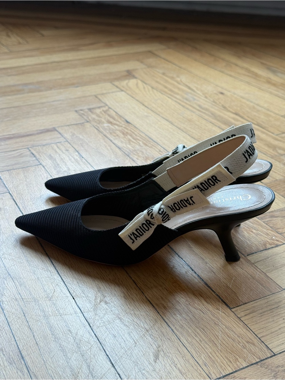 Dior Black Pointed Slingback Pumps with J'Adior Strap - Picture 5 of 6
